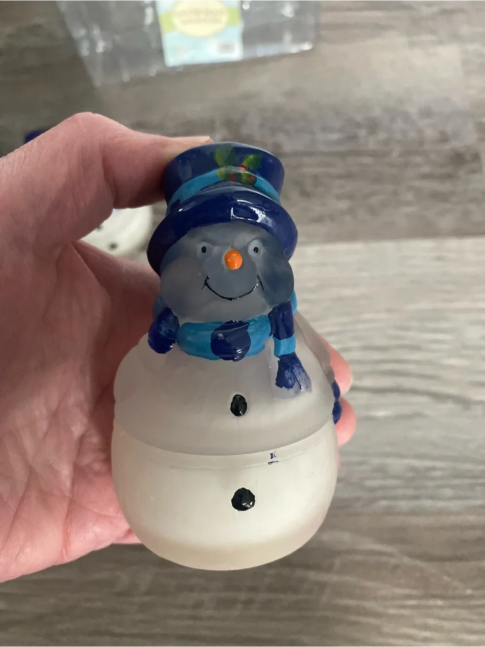 Vintage 2002 Target Brand Snowman Votives Set Candle Holders With Candles.